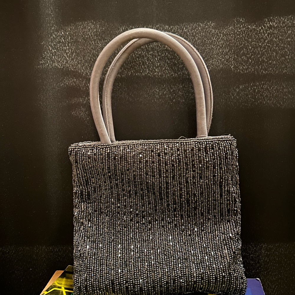 Elegant Black Beaded Women's Handbag